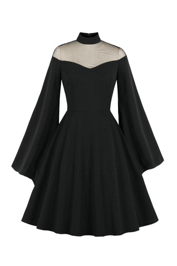 Robe d’Halloween noire vintage à manches longues